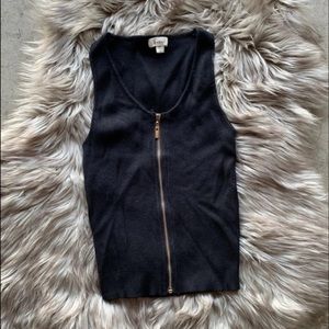Black zipper Ribbed crop top
